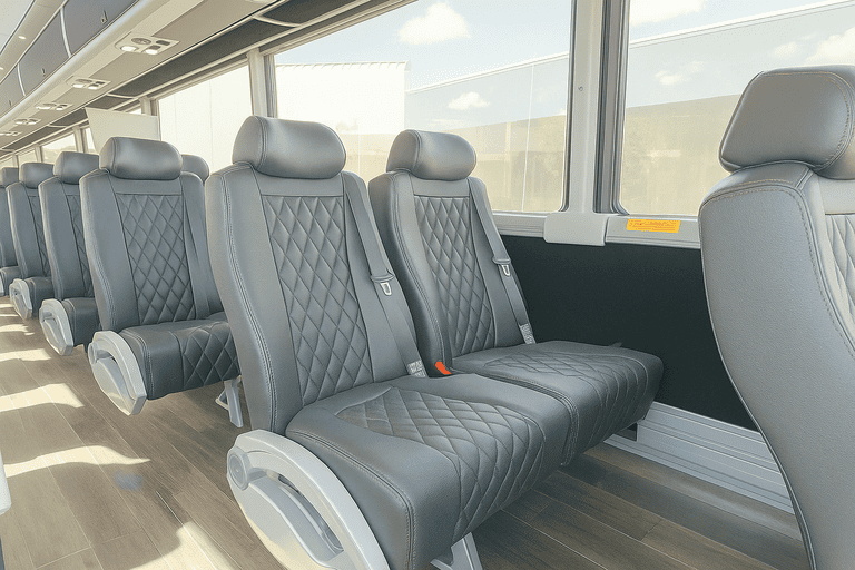 interior of Deltona Minibus Company charter bus