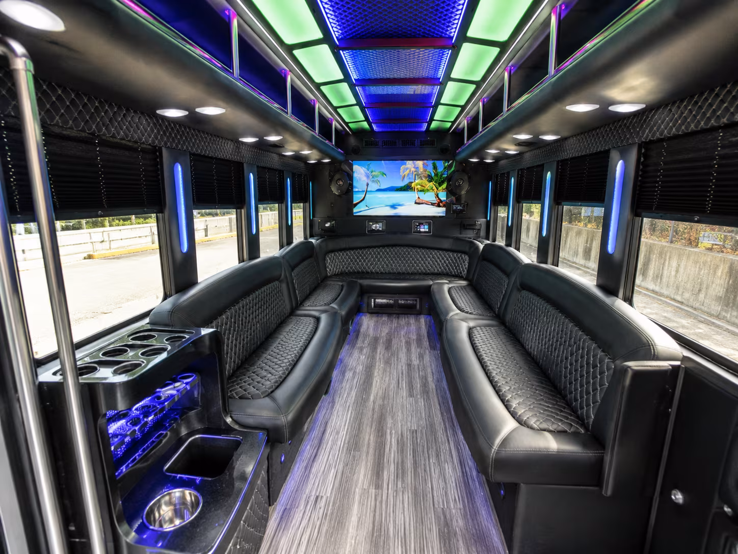 deltona 18 passenger party bus inside