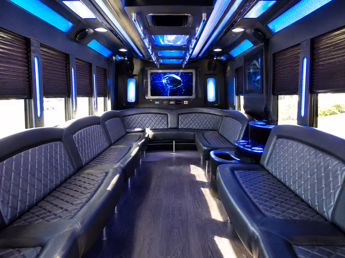 deltona 28 passenger party bus inside